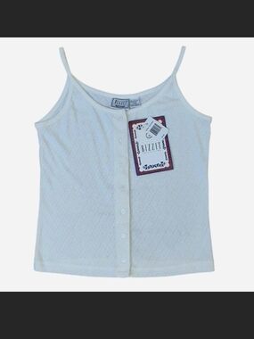 Vintage 90s Bizzit Collection White Pointelle Button Front Cami Tank Top NWT L